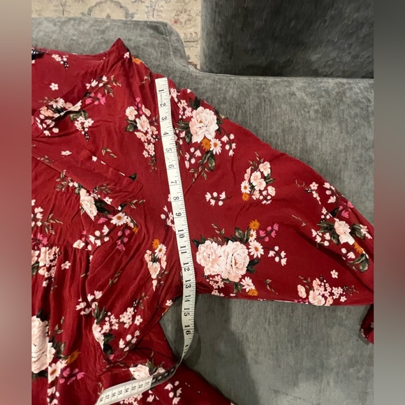 Torrid Burgundy Floral Babydoll Tunic - Size 5 - Picture 9 of 10